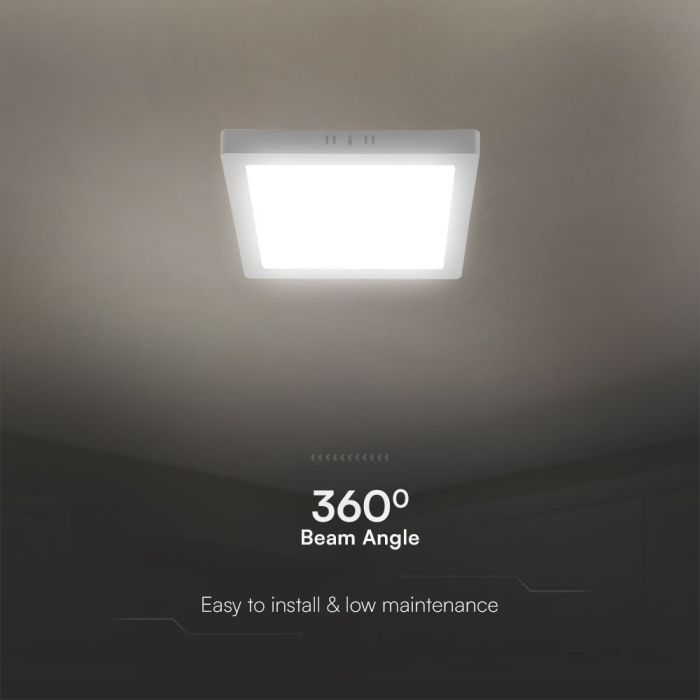 12W(1200Lm) LED panelis virsapmetuma kvadrāta, IP20, V-TAC SAMSUNG, balts, silti balta gaisma 3000K