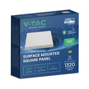 12W(1320Lm) LED virsapmetuma panelis, V-TAC, IP20, 3IN1, kvadrata, balts