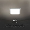 18Вт (1850Лм) Светодиодный купольный светильник, V-TAC SAMSUNG, IP20, квадратный, белый, теплый белый свет 3000К