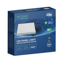 18W(1980Lm) LED kvadrātveida virsapmetuma panelis, V-TAC VT-60018CCT, CREE SMD, 110Lm/W, IP20, balts, 214x214x31mm, 120°, 6 gadu garantija, 3in1 gaisma 3000K/4000K/6500K
