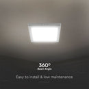 18W(1980Lm) LED kuppelvalgusti, V-TAC, IP20, kandiline, valge, jaheda valge 6500K SQ