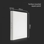 24W (2500Lm) LED pinnapealne paneel, V-TAC SAMSUNG, IP20, ruudukujuline, valge, soe valge valgus 3000K SQ