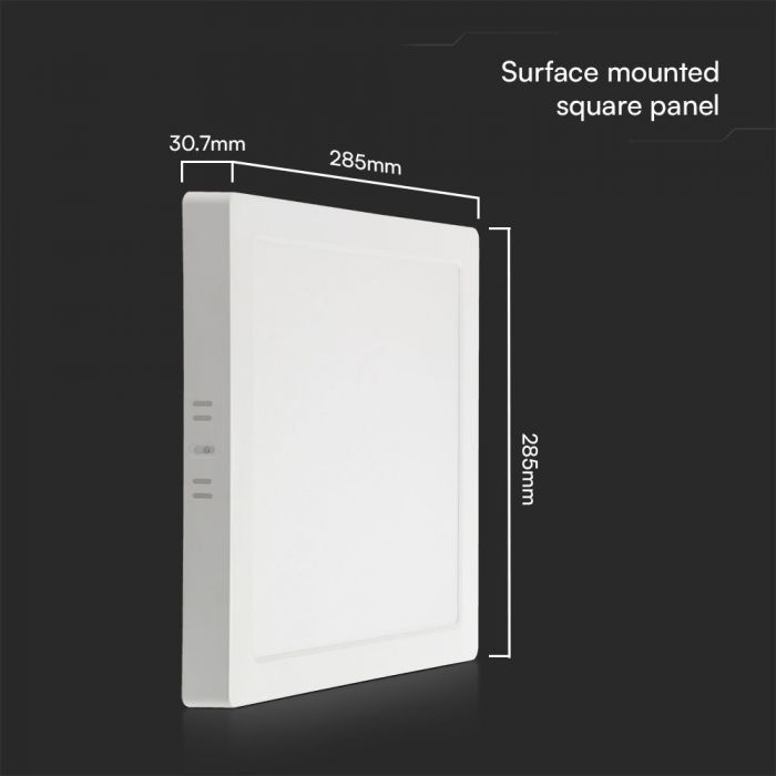 24W (2500Lm) LED pinnapealne paneel, V-TAC SAMSUNG, IP20, ruudukujuline, valge, soe valge valgus 3000K SQ