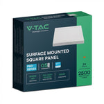 24W (2500Lm) LED pinnapealne paneel, V-TAC SAMSUNG, IP20, ruudukujuline, valge, soe valge valgus 3000K SQ