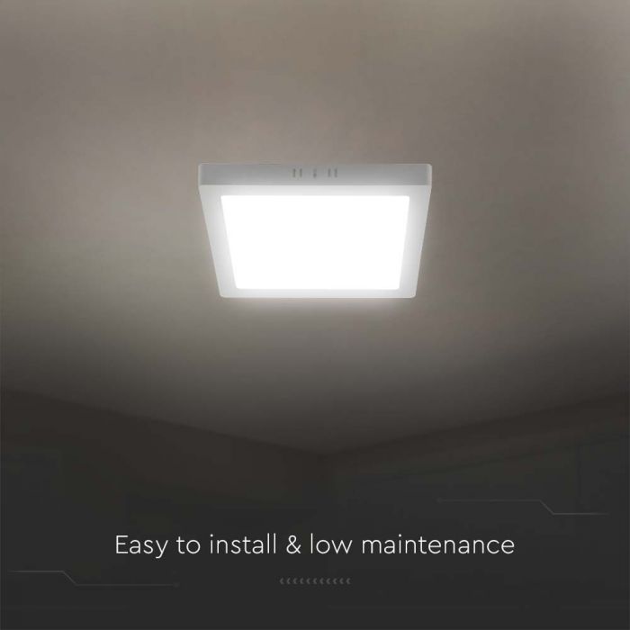 24W (2640Lm) LED pinnapealne paneel, V-TAC, IP20, ruudukujuline, valge, jahe valge 6500K SQ