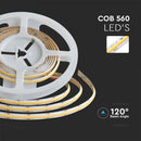 Cena par 1m_18W(1135Lm/m)  24V 560 LED COB lente,8mm, V-TAC, IP20 ūdensnedroša, 3IN1