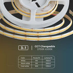 Cena par 1m_18W(1135Lm/m)  24V 560 LED COB lente,8mm, V-TAC, IP20 ūdensnedroša, 3IN1