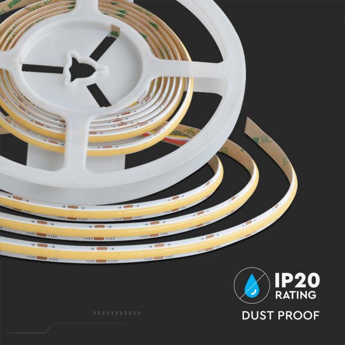 Cena par 1m_18W(1135Lm/m)  24V 560 LED COB lente,8mm, V-TAC, IP20 ūdensnedroša, 3IN1