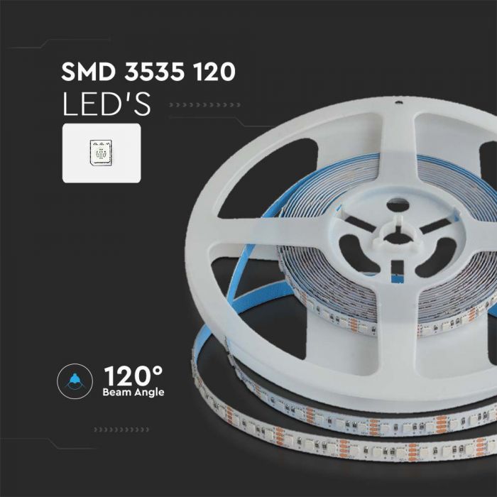 Cena par 1m_12W 24V LED lente,SMD3535, 8mm, V-TAC, ūdensnedroša IP20, RGB
