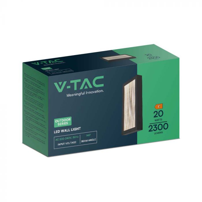 20W(2300Lm) LED Facade light, V-TAC, IP65, black, warm white light 3000K