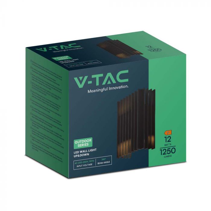 12W(1250Lm) LED Facade light, V-TAC, IP65, black, neutral white light 4000K