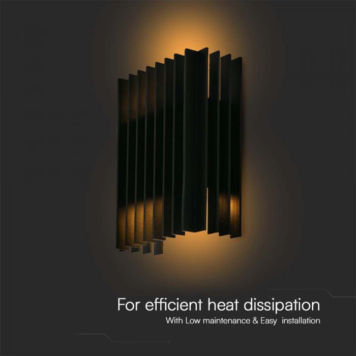 12W(1250Lm) LED Fasādes gaismeklis, V-TAC, IP65, melns, neitrāli balta gaisma 4000K