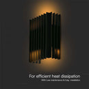 12W(1250Lm) LED Fasādes gaismeklis, V-TAC, IP65, melns, neitrāli balta gaisma 4000K