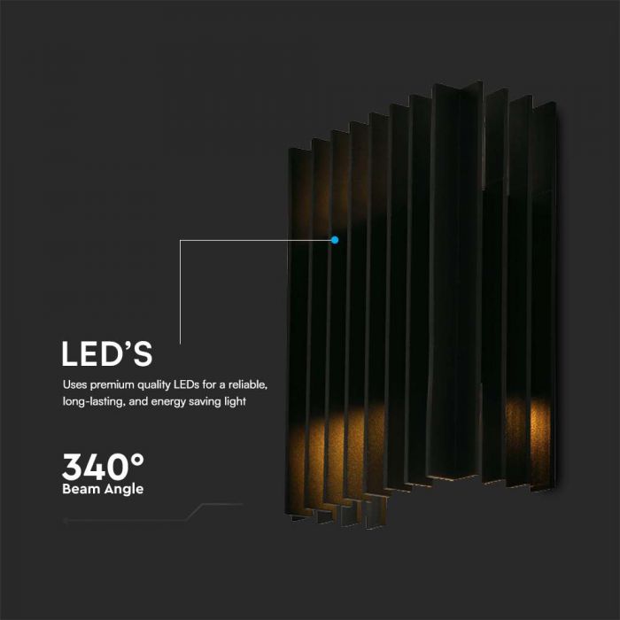 12W(1250Lm) LED Facade light, V-TAC, IP65, black, neutral white light 4000K