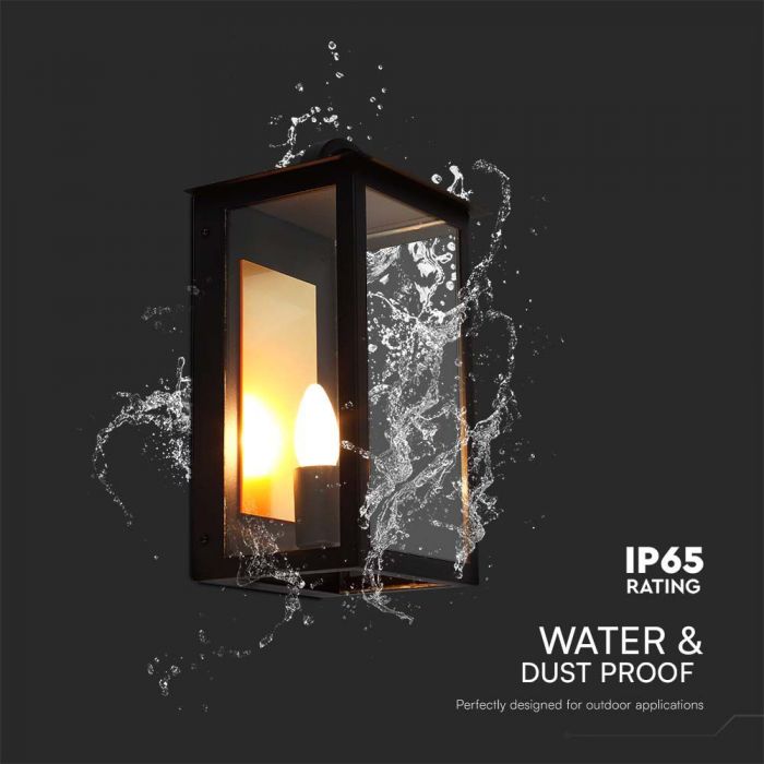 Fasādes lampas karkass ar 1xE27 LED spuldzi (spuldze nav iekļauta), spuldze vērsta uz augšu, IP65, melns, V-TAC