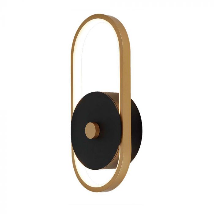 15W(1650Lm) LED facade light, V-TAC, IP54, Black + antique brass, warm white light 3000K