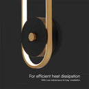 15W(1650Lm) LED fasādes gaismeklis, V-TAC, IP54, Melns + antīkais misiņš, silti balta gaisma 3000K