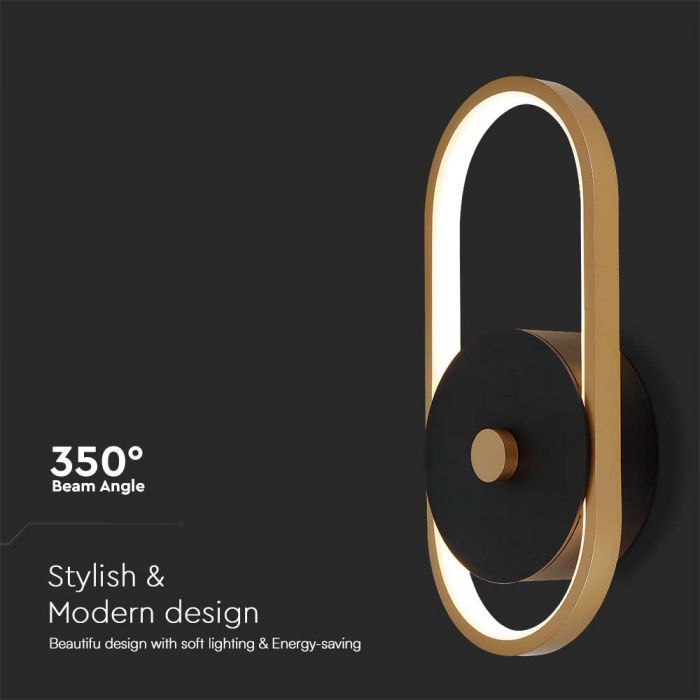 15W(1650Lm) LED Fasādes gaismeklis, V-TAC, IP54, Melns + antīkais misiņš, neitrāli balta gaisma 4000K