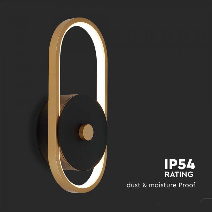 15W(1650Lm) LED fasādes gaismeklis, V-TAC, IP54, Melns + antīkais misiņš, silti balta gaisma 3000K