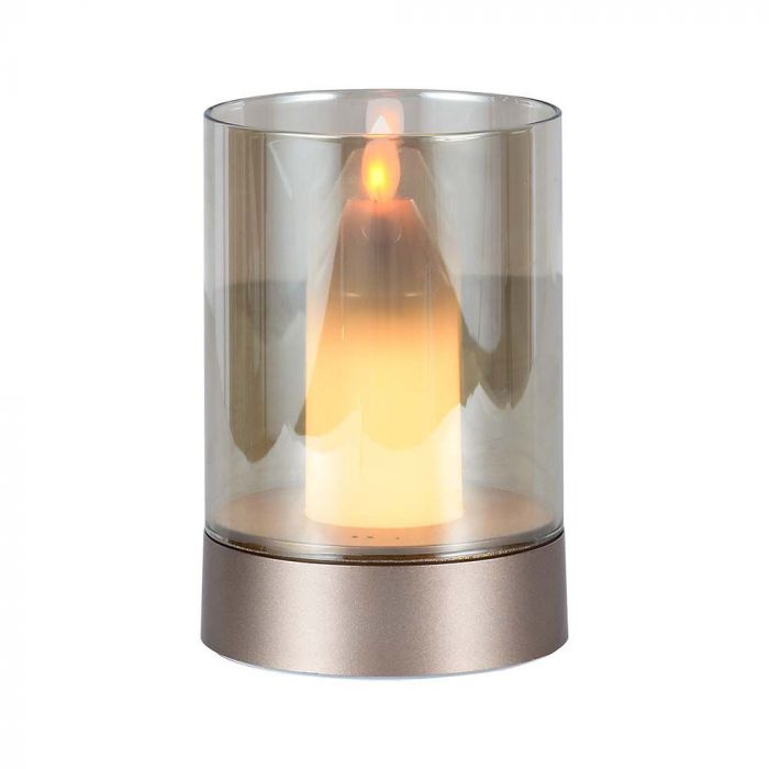 2W(110Lm) LED-bordslampa i glas, V-TAC, IP20, 85x130mm, dimbar, varmvitt ljus 2700K