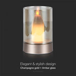 2W(110Lm) LED-bordslampa i glas, V-TAC, IP20, 85x130mm, dimbar, varmvitt ljus 2700K