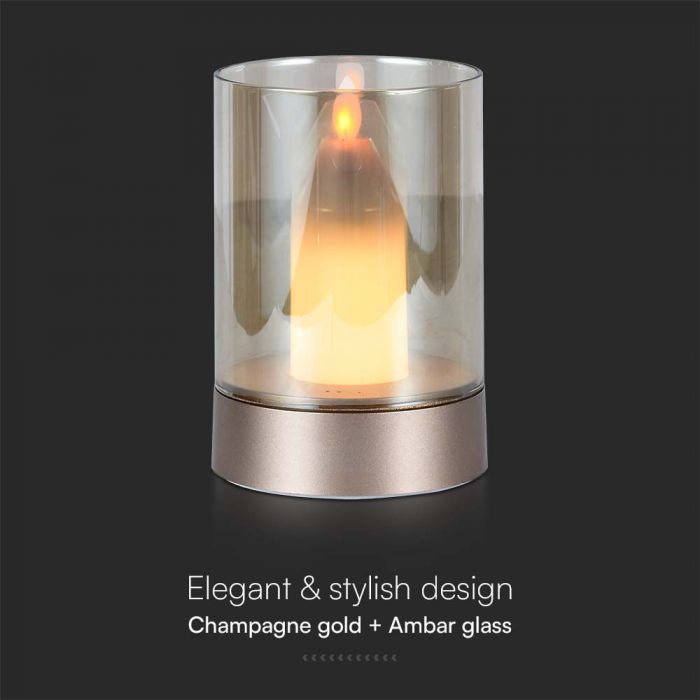 2W(110Lm) LED-bordslampa i glas, V-TAC, IP20, 85x130mm, dimbar, varmvitt ljus 2700K