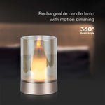 2W(110Lm) LED-bordslampa i glas, V-TAC, IP20, 85x130mm, dimbar, varmvitt ljus 2700K