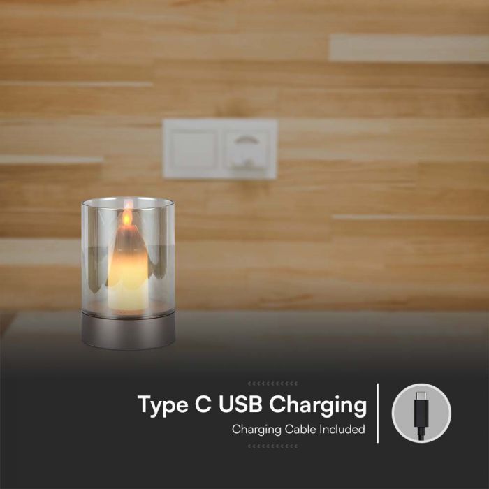 2W(110Lm) LED stikla galda lampa, V-TAC, IP20,  85x130mm, dimmējama, silti balta gaisma 2700K