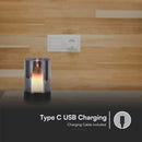 2W(110Lm) LED-bordslampa i dimmigt glas, V-TAC, IP20, 85x130mm, dimbar, varmvitt ljus 3000K