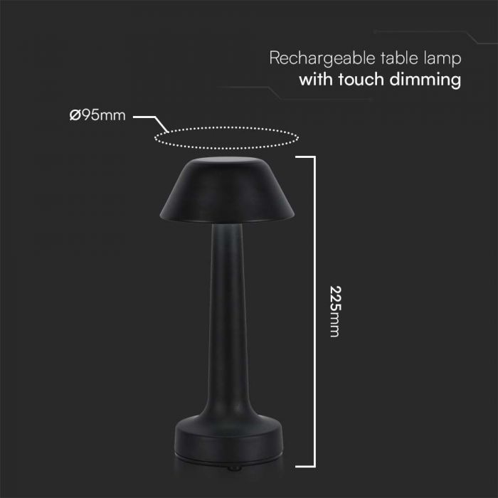 1W(40Lm) LED galda lampa, V-TAC, IP20, melna, 3IN1