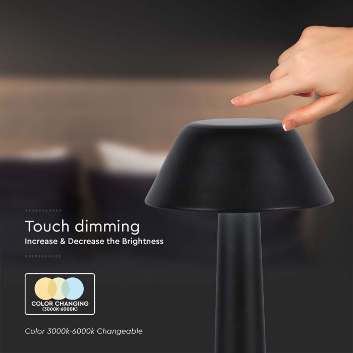 1W(40Lm) LED galda lampa, V-TAC, IP20, melna, 3IN1