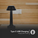1W(40Lm) LED table lamp, V-TAC, IP20, black, 3IN1
