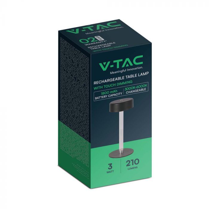 3W(210Lm) LED-bordslampa, V-TAC, IP20, svart, 3IN1