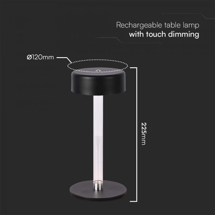 3W(210Lm) LED-bordslampa, V-TAC, IP20, svart, 3IN1