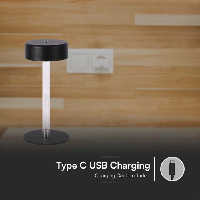 3W(210Lm) LED galda lampa, V-TAC, IP20, melna, 3IN1