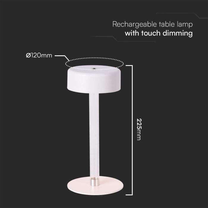 3W(210Lm) LED-bordslampa, V-TAC, IP20, vit, 3IN1
