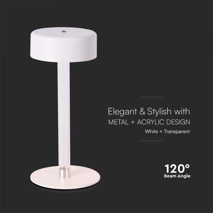 3W(210Lm) LED-bordslampa, V-TAC, IP20, vit, 3IN1