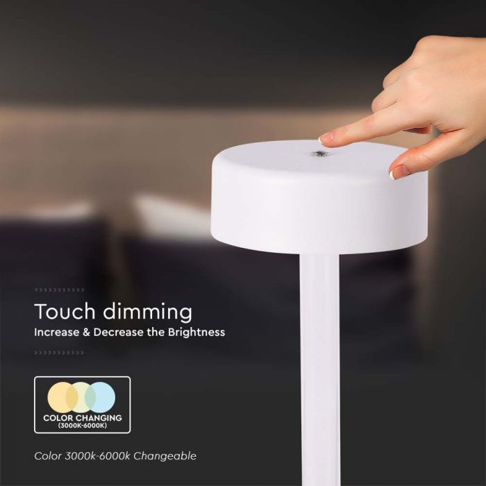 3W(210Lm) LED-bordslampa, V-TAC, IP20, vit, 3IN1