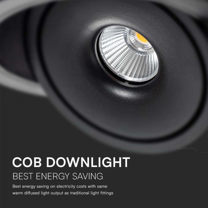 12W(785Lm) COB LED lae sisseehitatud valgusti, V-TAC, IP20, must, 3IN1