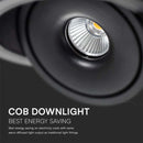 Встраиваемый потолочный светильник 20W(1408Lm) COB LED, V-TAC, IP20, черный, 3IN1