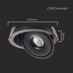 28W(2500Lm) COB LED recessed ceiling luminaire, V-TAC, IP20, black, 3IN1