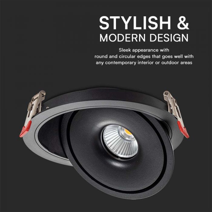 28W(2500Lm) COB LED recessed ceiling luminaire, V-TAC, IP20, black, 3IN1