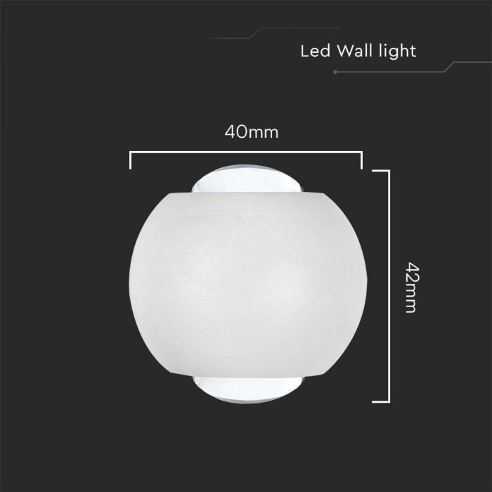 2W(200Lm) COB LED fasadarmatur, V-TA, IP54, vit, varmvitt ljus 3000K