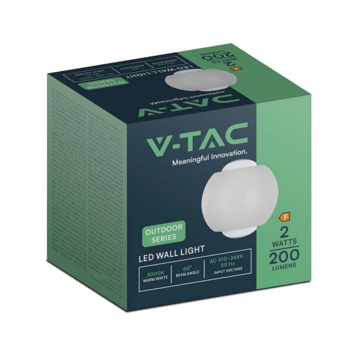 2W(200Lm) COB LED Fasādes gaismeklis, V-TA, IP54, balts, neitrāli balta gaisma 4000K