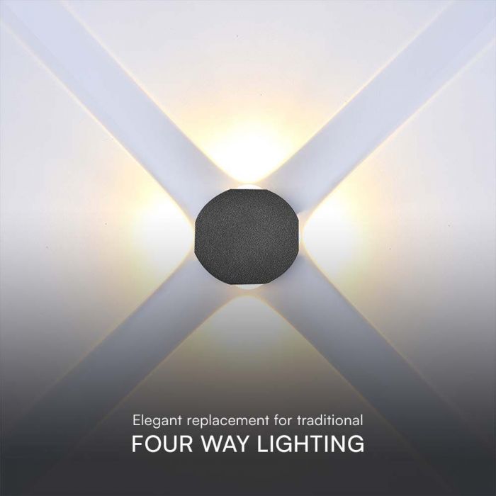 4W(390Lm) COB LED fasadarmatur, V-TAC, IP54, svart, neutralvit 4000K