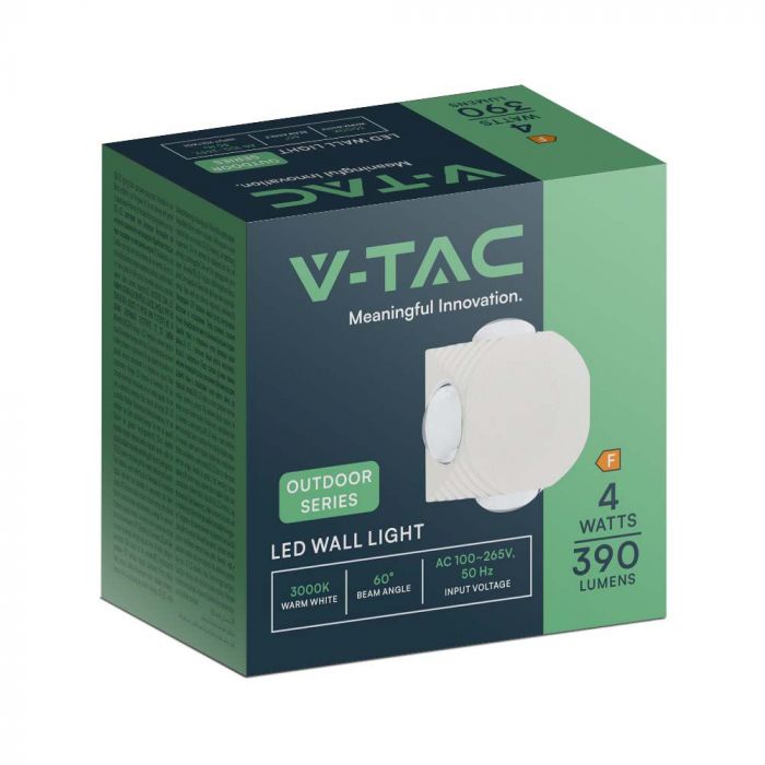 4W(390Lm) COB LED Facade luminaire, V-TAC, IP54, white, warm white light 3000K