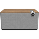 Premium klases galda skaļrunis ar klasisku koka dizainu un modernām audio tehnoloģijām, paredzēts augstas kvalitātes mājas audio pieredzei.