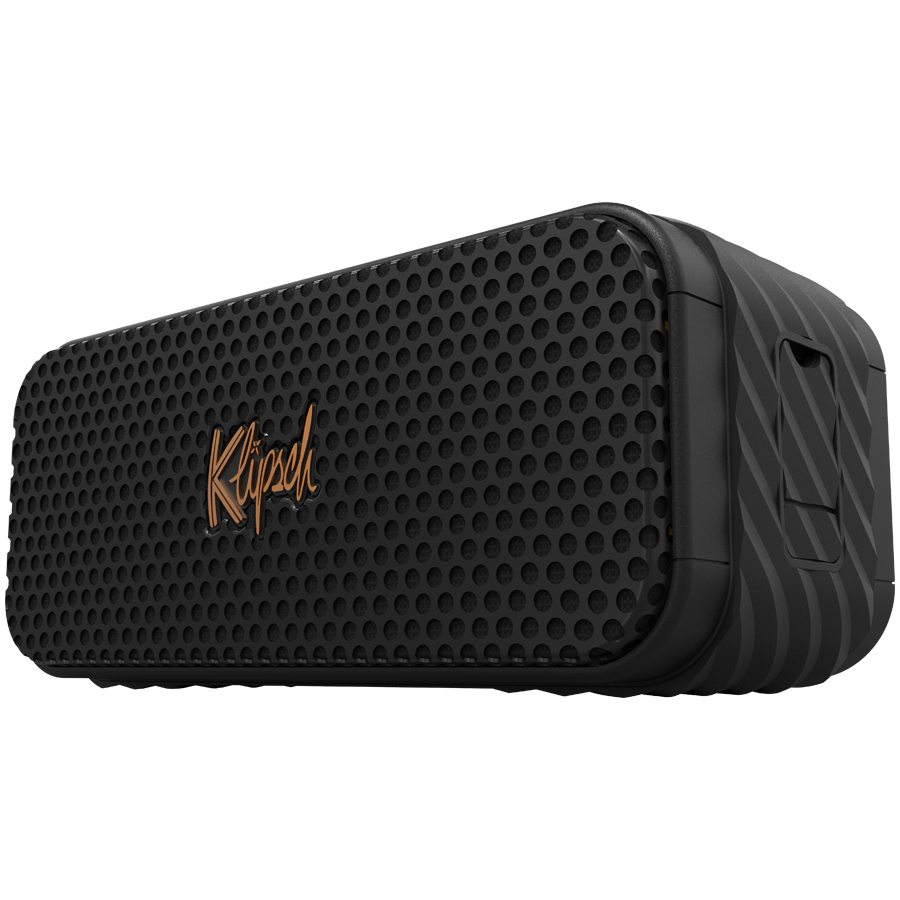Klipsch Nashville portatīvais Bluetooth skaļrunis, 20 W, Bluetooth 5.3, IP67, līdz 24 h darbība, USB-C, 360° skaņa, melns