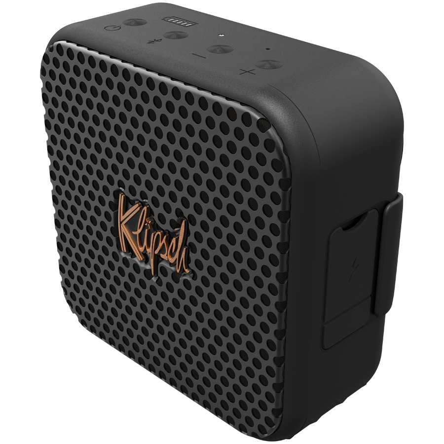 Klipsch Austin portatīvais Bluetooth skaļrunis, 10 W, Bluetooth 5.3, IP67, 12 h akumulators, USB-C, melns