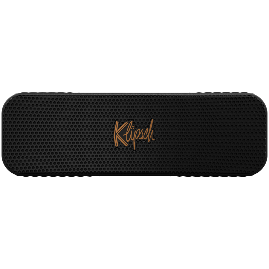 Klipsch Detroit portatīvais Bluetooth skaļrunis, 60 W, Bluetooth 5.3, IP67, līdz 20 h darbība, USB-C, noņemama siksna, melns
